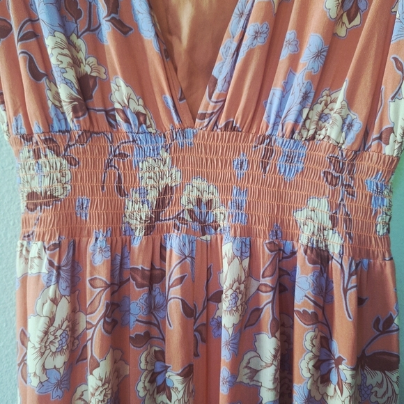 Ale By Alessandra X Revolve Lina Floral Maxi Dress Smocking Vneck Womens XS - Picture 6 of 11